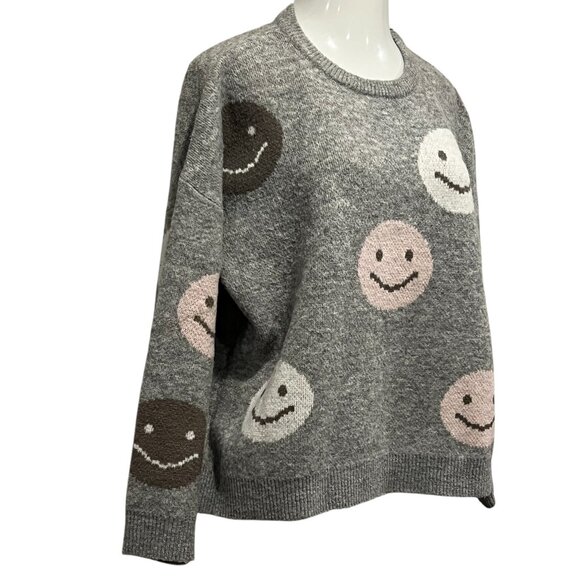 THML Smiley Face Sweater, Gray, L - Picture 10 of 10